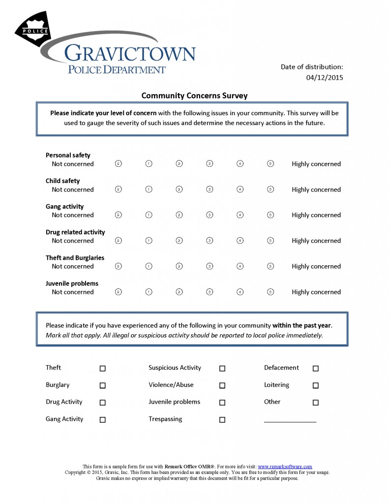 Community Concerns Survey for Remark Office OMR