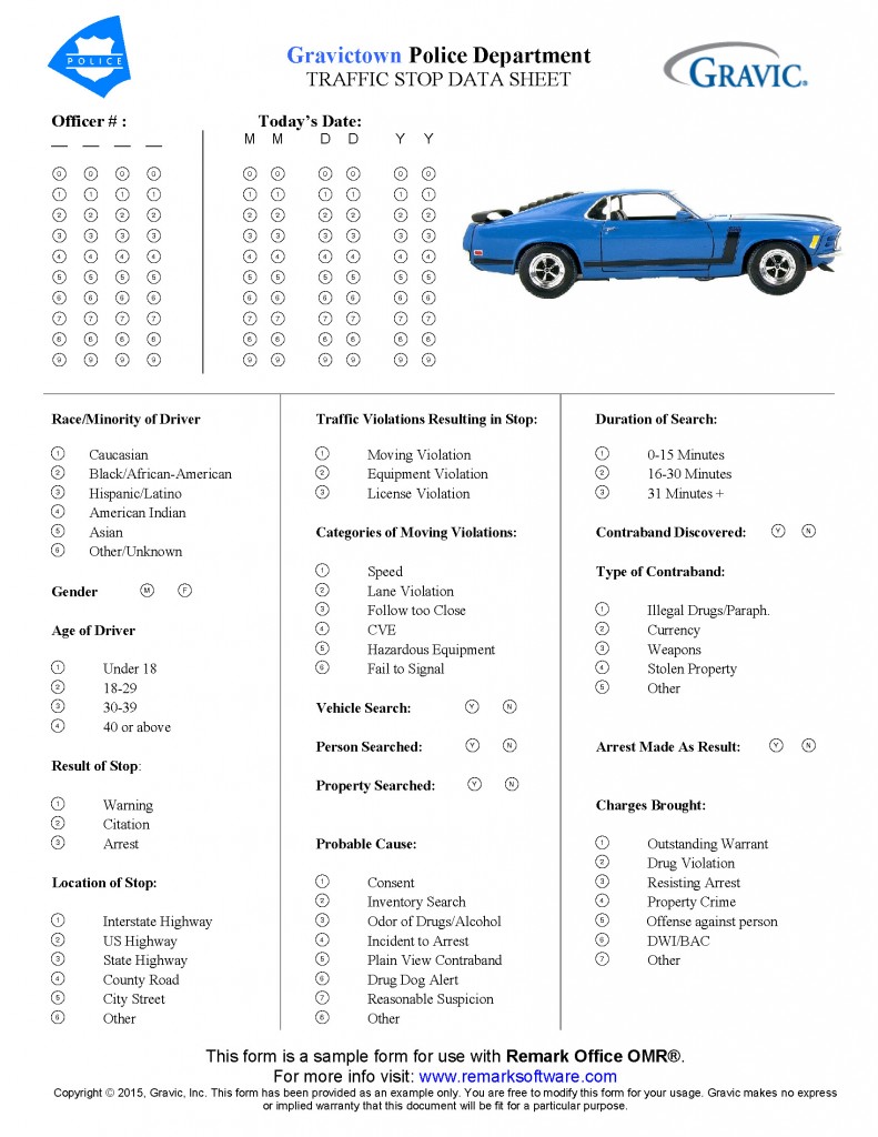 Gravic Traffic Stop Form for Remark Office OMR