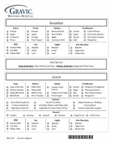 Hospital Menu for Remark Office OMR