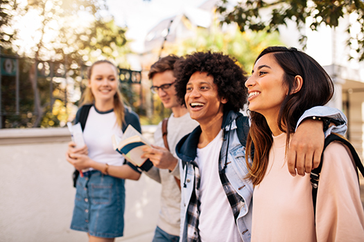 Students walking together outdoors