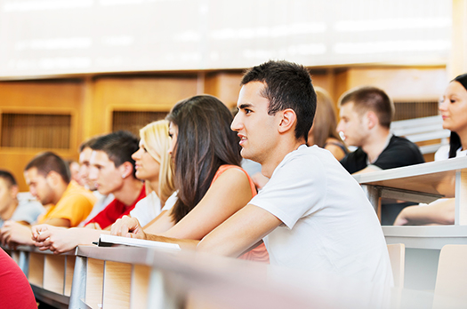 College students at university lecture hall