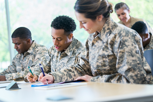 Cadets taking exam