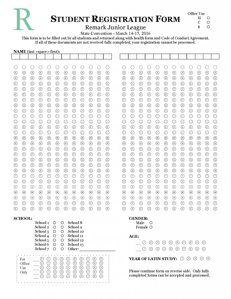 Student Convention Registration for Remark Office OMR