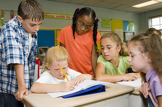 Students working together in class