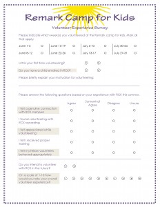 Volunteer Experience Survey for Remark Office OMR