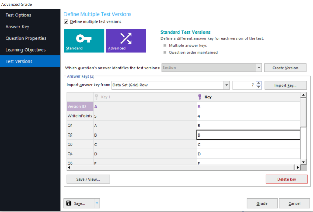 Remark Office OMR multiple test versions