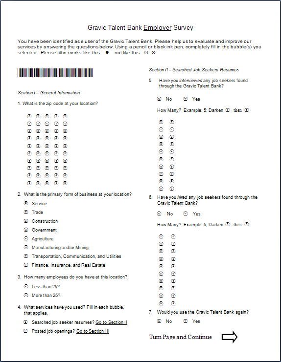 Bank Employer Survey for Remark Office OMR