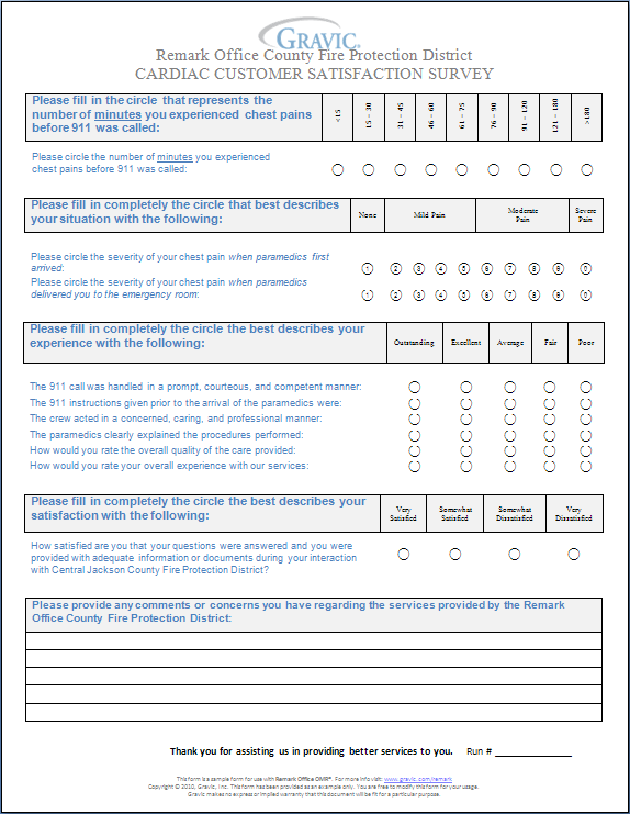 Cardiac Customer Satisfaction Survey for Remark Office OMR