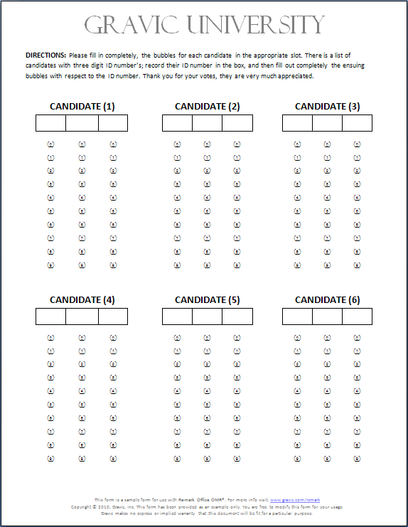 University Ballot