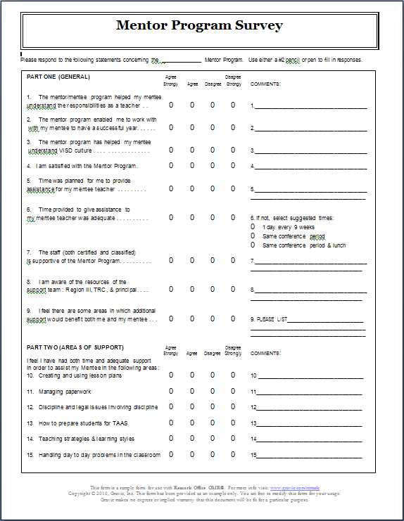 Mentor Survey for Remark Office OMR