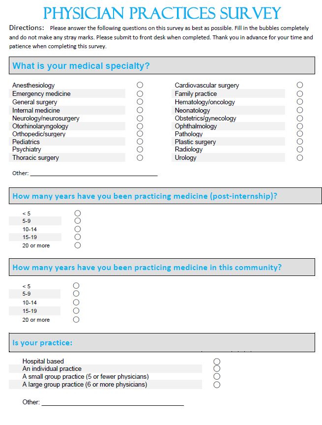 Physician Practices Survey for Remark Office OMR