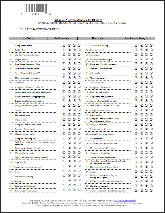 Psychological Assessment for Remark Office OMR